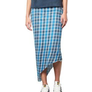 NWT FRANK & EILEEN TEE LAB Asymmetrical Plaid - (Blue, Small)